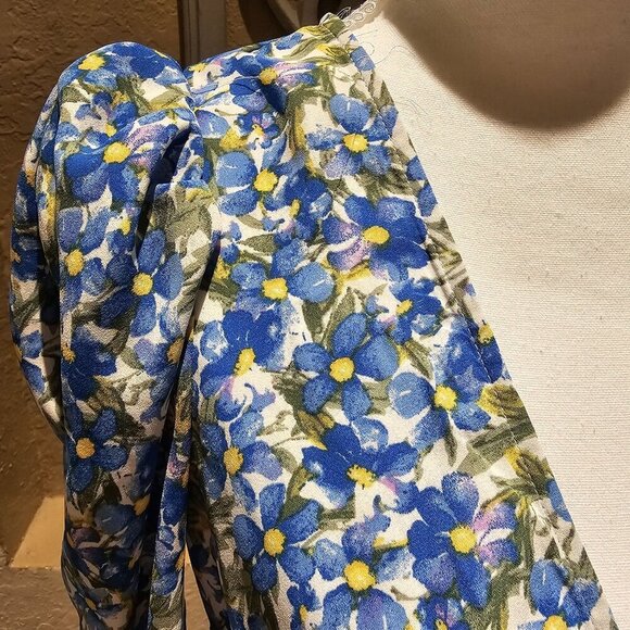 Forever 21 Floral Plumets S Top Garden Tulip Hem Peasant Boho Puff Sleeve - Picture 7 of 14
